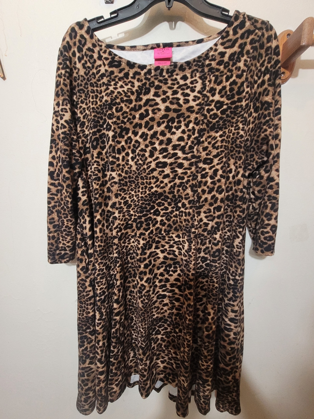 Torrid 2 Betsey Johnson Leopard Print Skater Dress Back Cutout 2X 18 20 (B)
